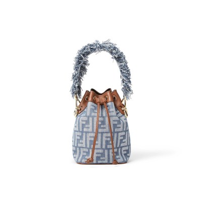 FENDI MON TRESOR BLUE DENIM-EFFECT FF JACQUARD MINI BAG 8BS093AUT4F1SXQ (18*14*12cm)